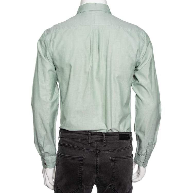مملوكة مسبقًا Louis Vuitton Light Green Cotton Logo Embroidered Button Front Shirt M 