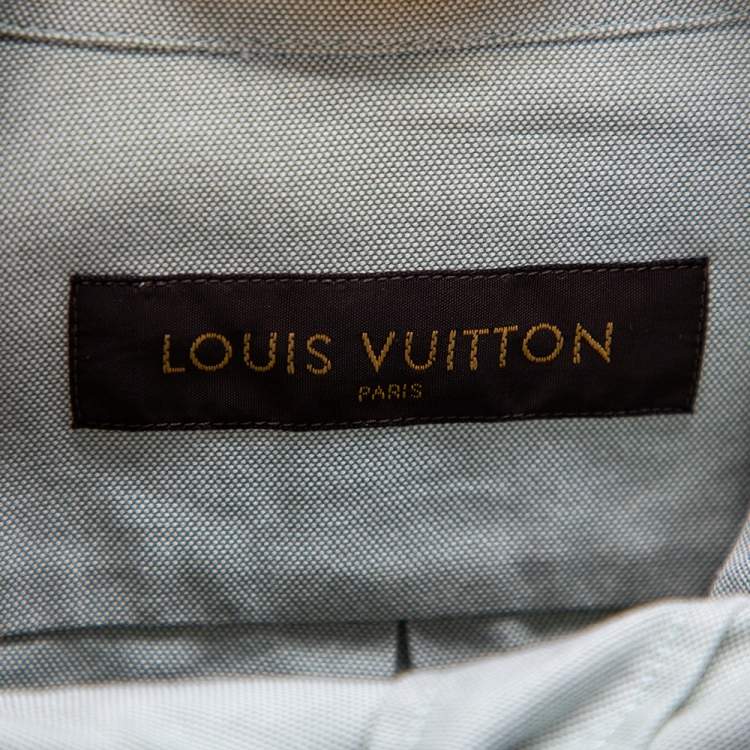 مملوكة مسبقًا Louis Vuitton Light Green Cotton Logo Embroidered Button Front Shirt M 