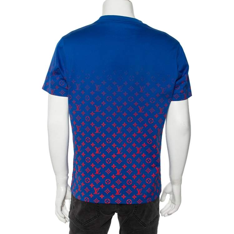 مملوكة مسبقًا Louis Vuitton Blue Gradient Monogram Print Cotton Short Sleeve T-Shirt M