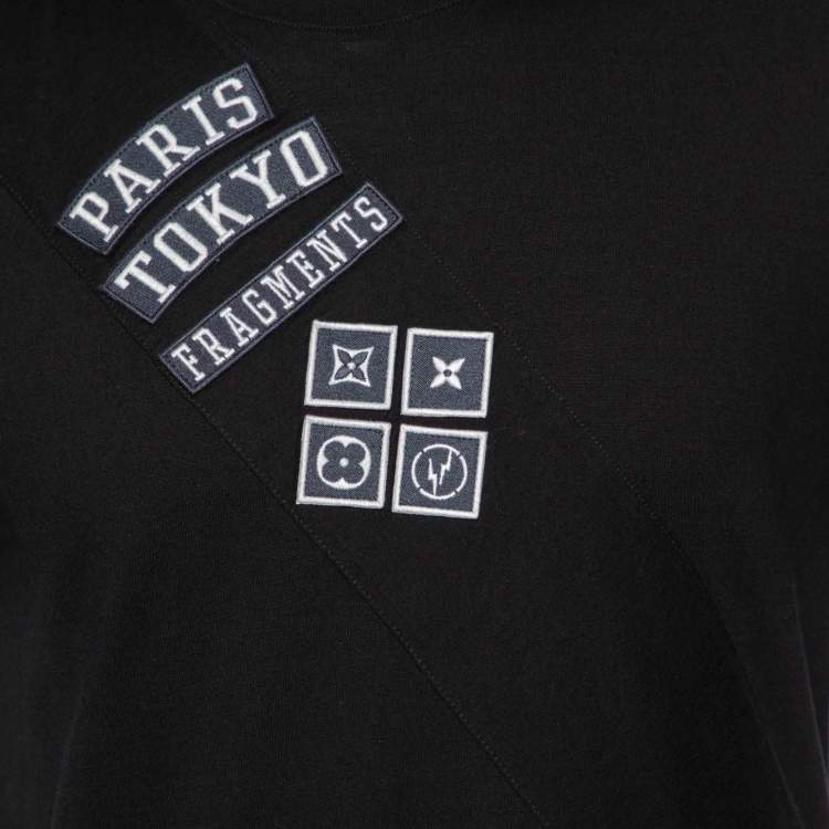 مملوكة مسبقًا Louis Vuitton Black Cotton Logo Patch Appliqued Short Sleeve T-Shirt L