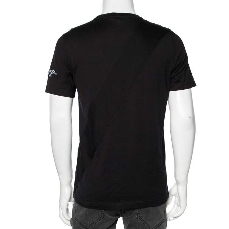 مملوكة مسبقًا Louis Vuitton Black Cotton Logo Patch Appliqued Short Sleeve T-Shirt L