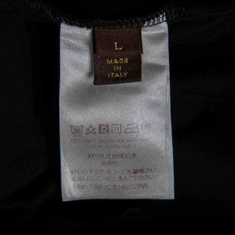 مملوكة مسبقًا Louis Vuitton Black Cotton Logo Patch Appliqued Short Sleeve T-Shirt L