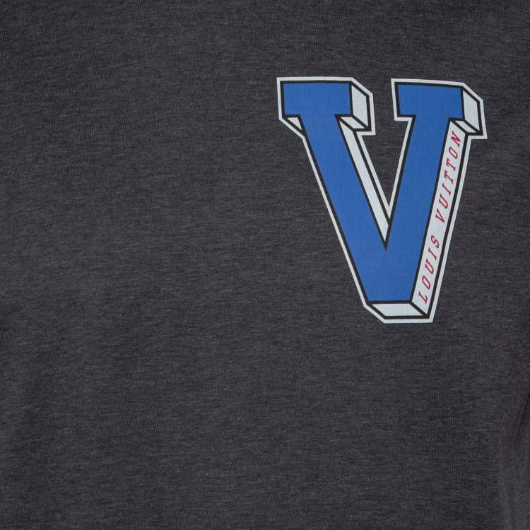 Pre Owned Louis Vuitton Grey Cotton Contrast Rib Detailed Crew Neck T-Shirt L