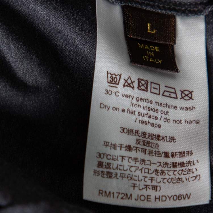 Pre Owned Louis Vuitton Grey Cotton Contrast Rib Detailed Crew Neck T-Shirt L