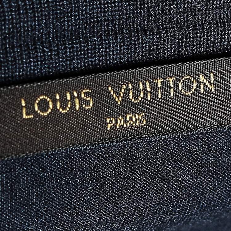 Pre Owned Louis Vuitton Navy Blue Printed Cotton Knit Crewneck T-Shirt XXL