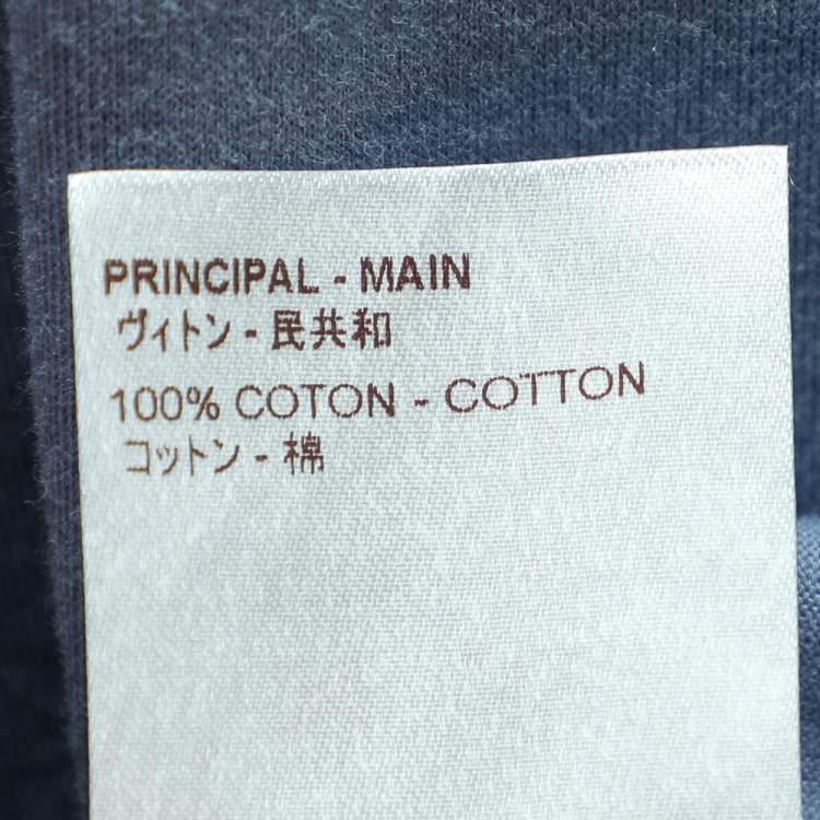Pre Owned Louis Vuitton Light Blue Cotton Logo Embroidered Crewneck T-Shirt XL