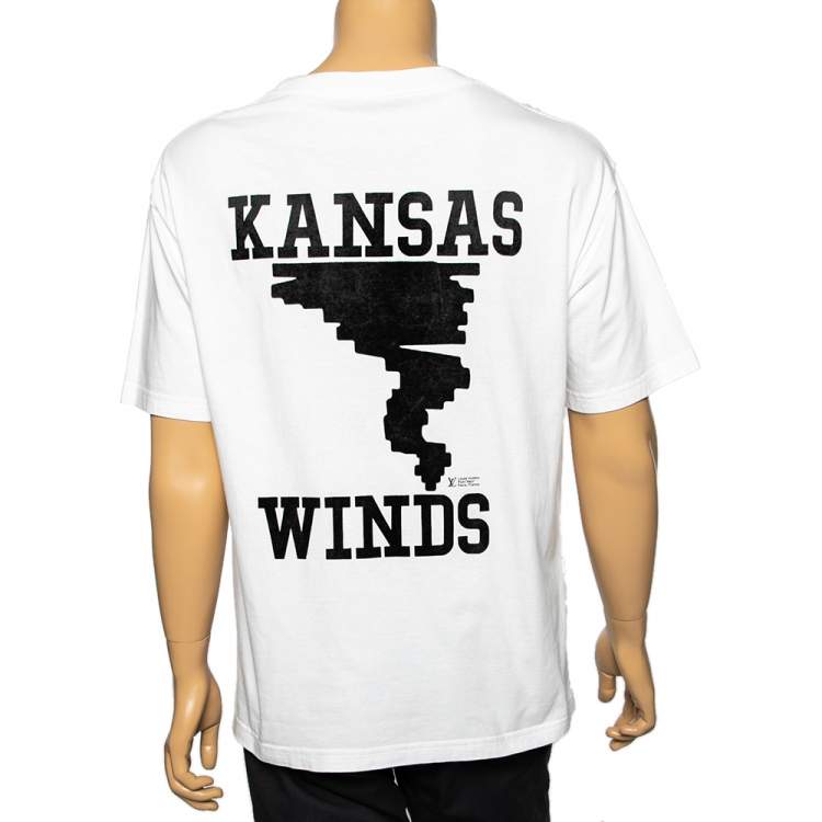 Pre Owned Louis Vuitton White Kansas Winds Printed Cotton T-Shirt L