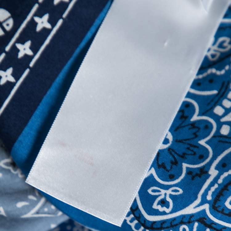 Pre Owned Louis Vuitton Blue Logo Paisley Printed Cotton Baseball Shirt XS