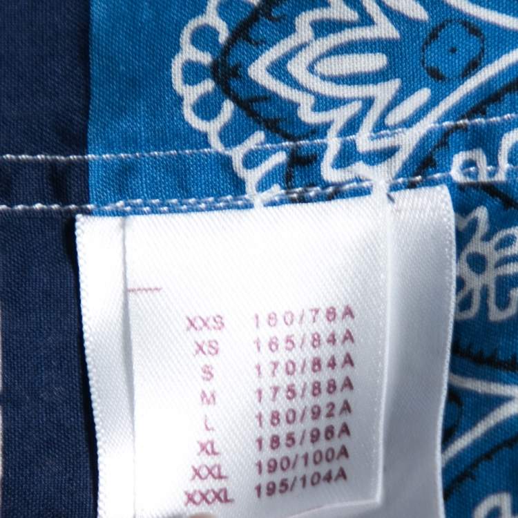 Pre Owned Louis Vuitton Blue Logo Paisley Printed Cotton Baseball Shirt XS