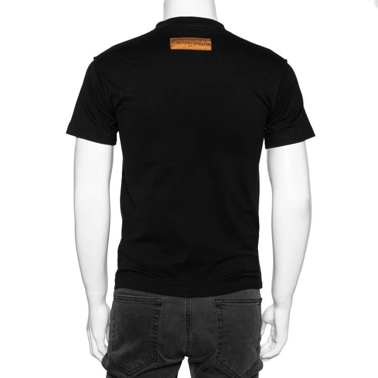 Pre Owned Louis Vuitton Black LV Stitch Cotton Short Sleeve T-Shirt XS
