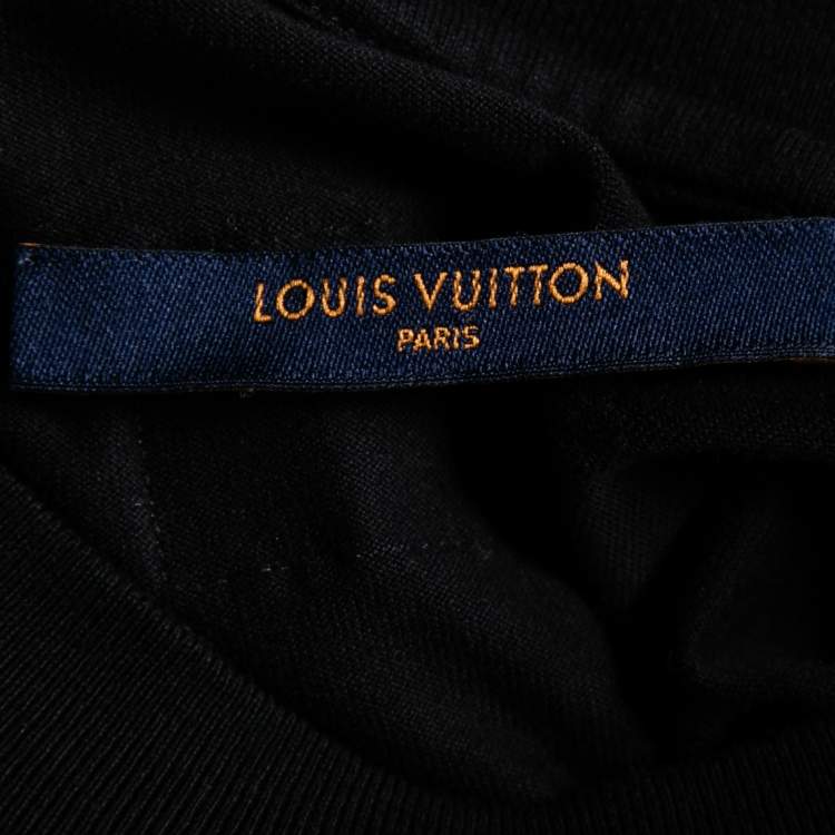 Pre Owned Louis Vuitton Black LV Stitch Cotton Short Sleeve T-Shirt XS