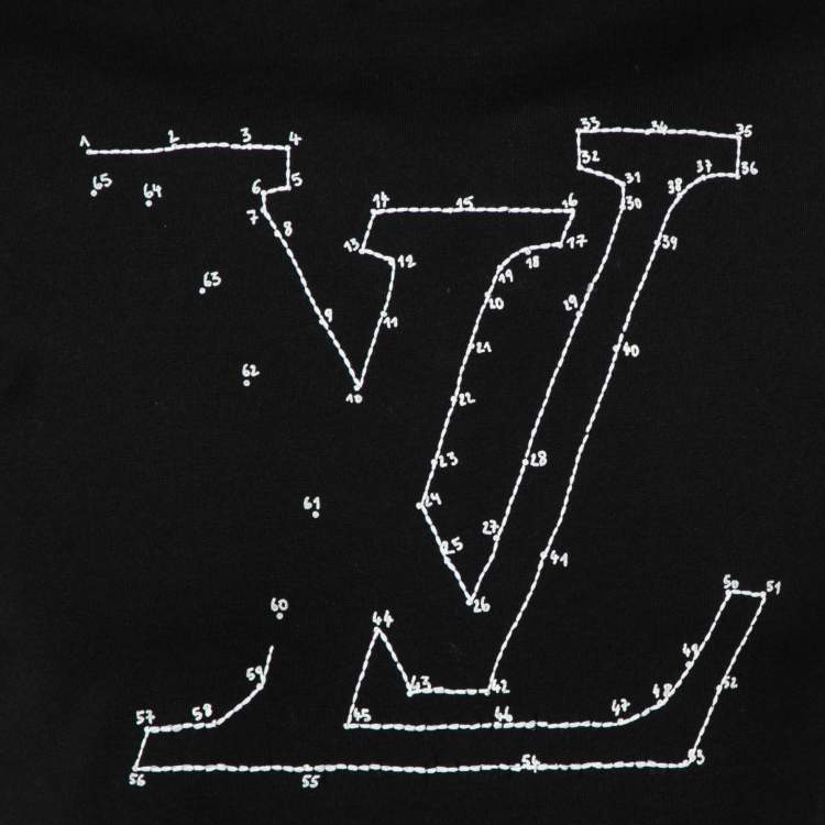 Pre Owned Louis Vuitton Black LV Stitch Cotton Short Sleeve T-Shirt XS