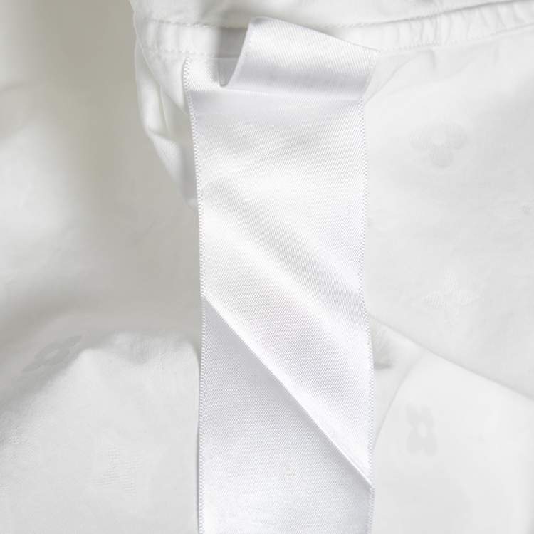 Pre Owned Louis Vuitton White Logo Detail Cotton Baseball Shirt S