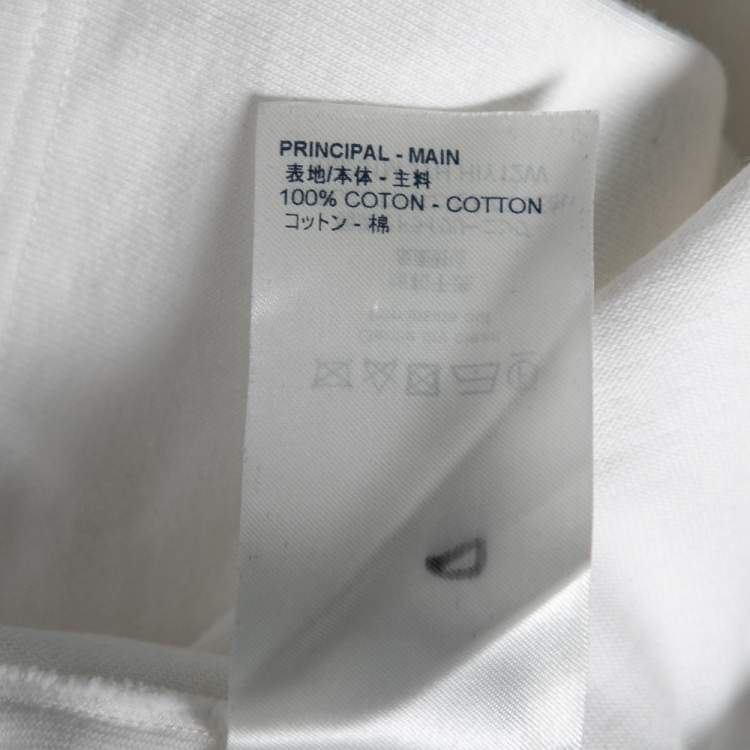 Pre Owned Louis Vuitton White Cotton LV Pendant Crew Neck Short Sleeve T-shirt XS