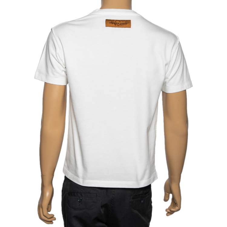 Pre Owned Louis Vuitton White Cotton LV Pendant Crew Neck Short Sleeve T-shirt XS