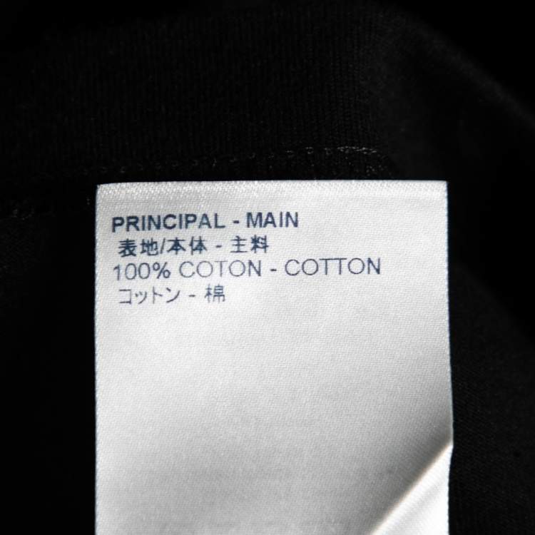 Pre Owned Louis Vuitton Black Cotton LV Stitched Crew Neck T-shirt S