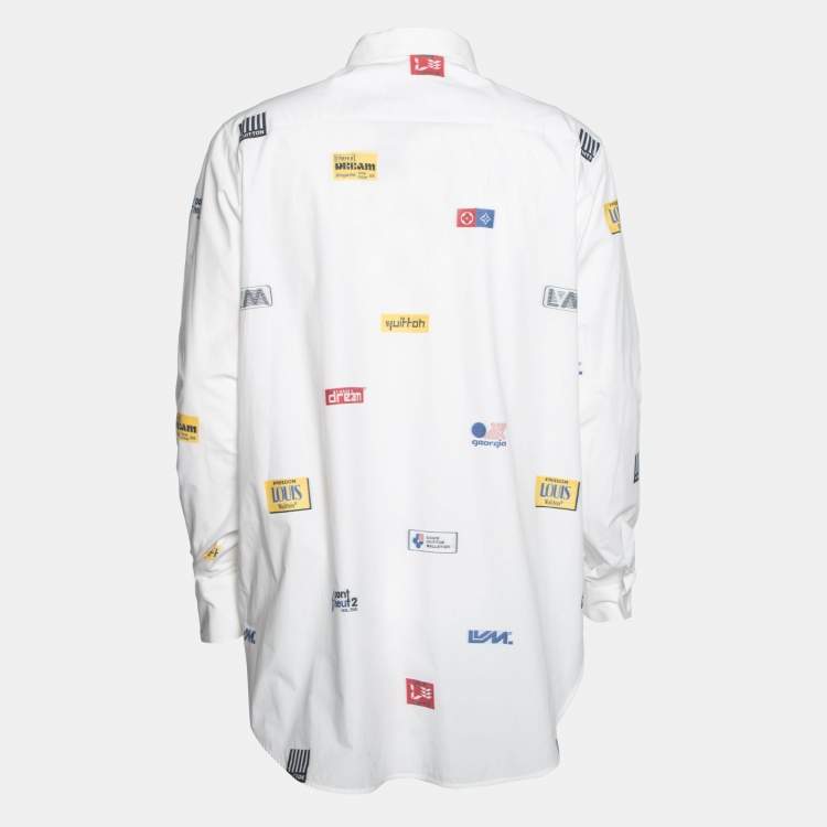 Louis Vuitton White Cotton Printed Long Sleeve Shirt L Louis