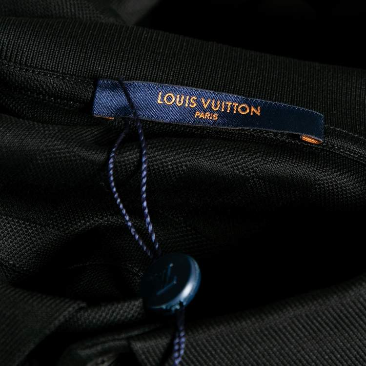 Pre Owned Louis Vuitton Black Textured Cotton Polo T-Shirt XXL