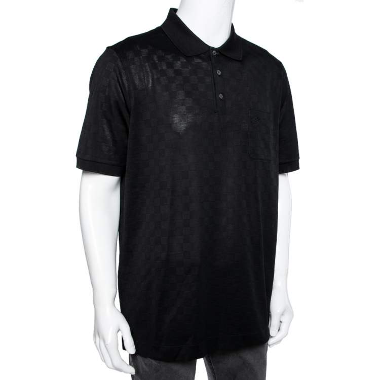 Louis Vuitton Black Textured Cotton Polo T-Shirt XXL Louis Vuitton