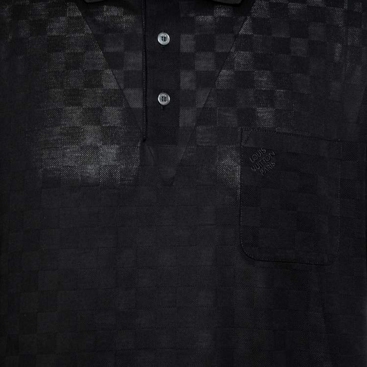 Pre Owned Louis Vuitton Black Textured Cotton Polo T-Shirt XXL