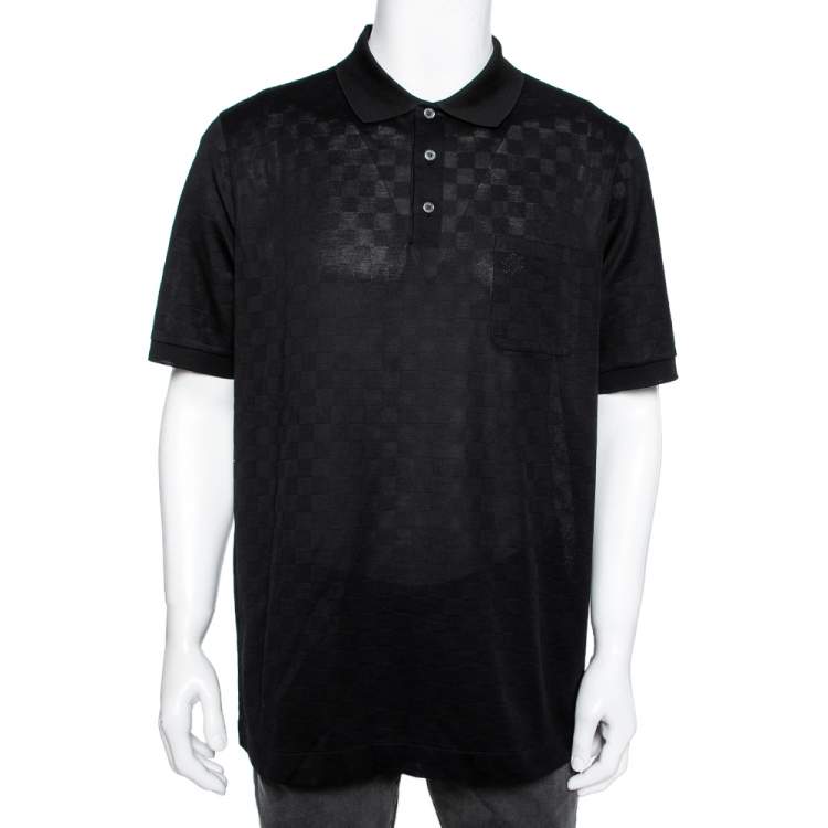 Louis Vuitton Black Textured Cotton Polo T-Shirt XXL Louis Vuitton