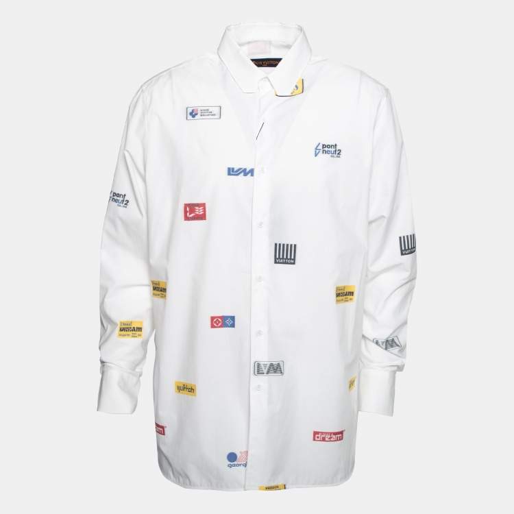 Louis Vuitton White Printed Cotton Blend Long Sleeve Shirt S at