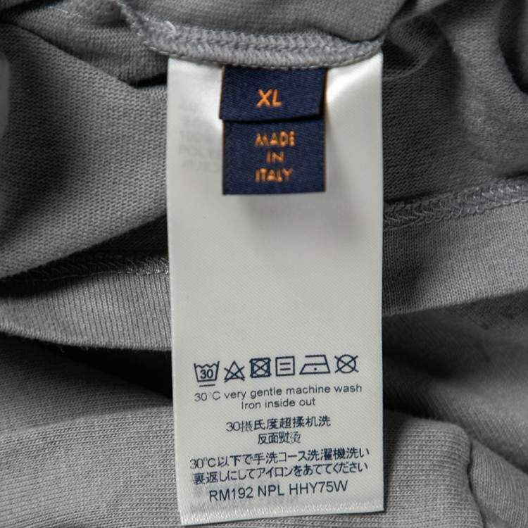 مملوكة مسبقًا Louis Vuitton Grey Cotton Padded Embroidered Plastron Crew Neck T-Shirt XL