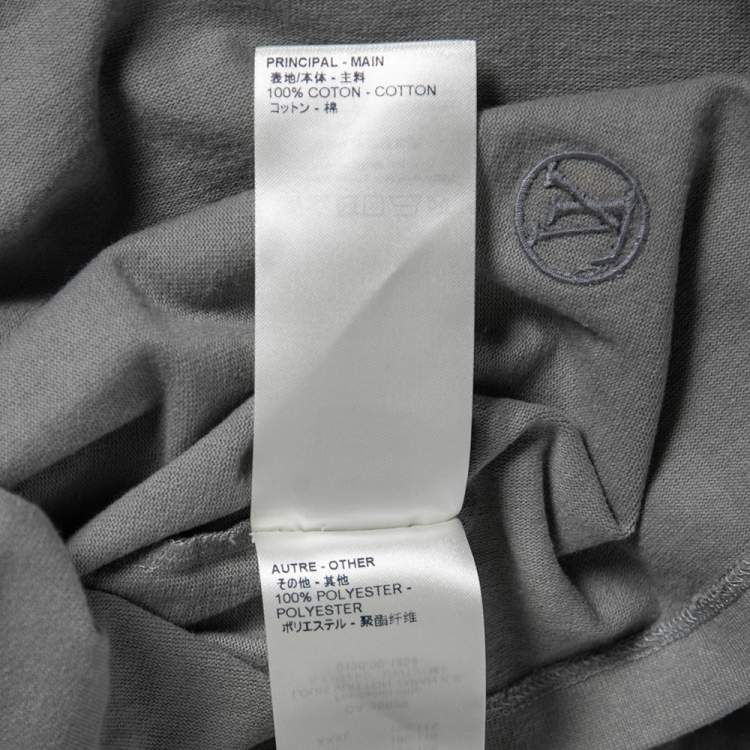 مملوكة مسبقًا Louis Vuitton Grey Cotton Padded Embroidered Plastron Crew Neck T-Shirt XL