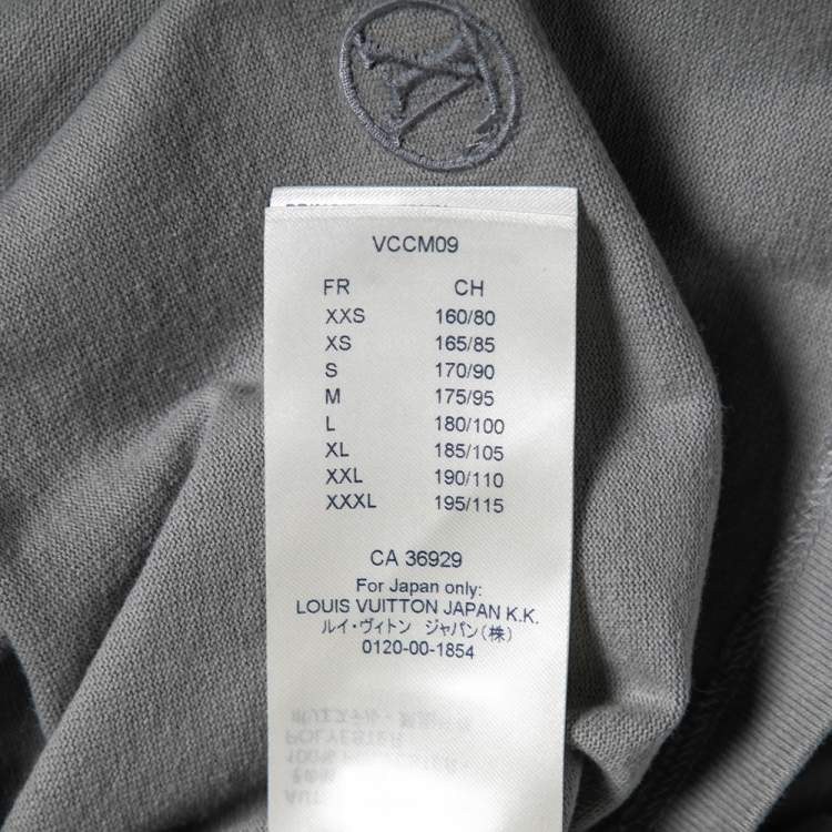 مملوكة مسبقًا Louis Vuitton Grey Cotton Padded Embroidered Plastron Crew Neck T-Shirt XL