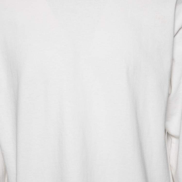 Pre Owned Louis Vuitton White Cotton Logo Embroidered Long Sleeve T-Shirt M