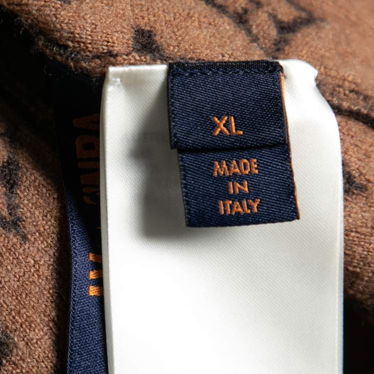 Pre Owned Louis Vuitton x NBA Brown Monogram Jacquard Wool Zip Front Jacquard XL