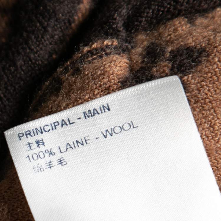 Pre Owned Louis Vuitton x NBA Brown Monogram Jacquard Wool Zip Front Jacquard XL