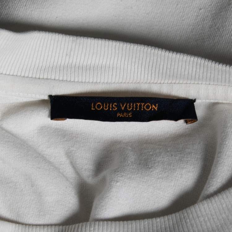 Pre Owned Louis Vuitton White Cotton Inside Out Short Sleeve Crew Neck T-Shirt M