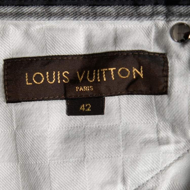 Pre Owned Louis Vuitton Grey Quatrefoil Denim Jeans L