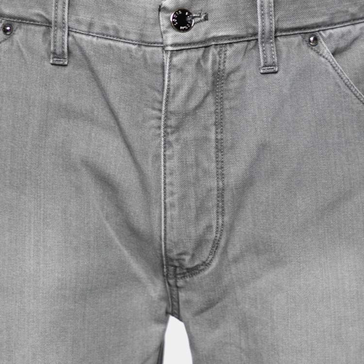 Pre Owned Louis Vuitton Grey Quatrefoil Denim Jeans L