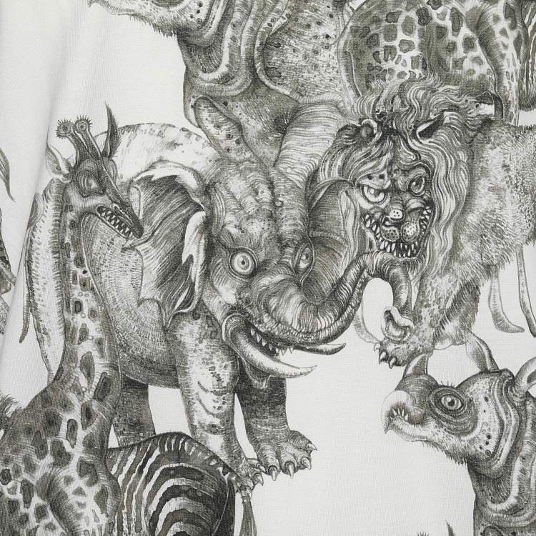Pre Owned Louis Vuitton x Chapman Brothers White & Green Animals Print T-Shirt L