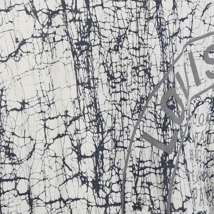 Pre Owned Louis Vuitton White Cracked Print Jersey T-Shirt XL