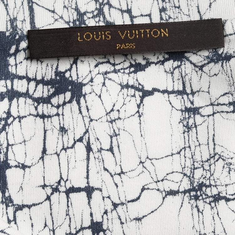 Pre Owned Louis Vuitton White Cracked Print Jersey T-Shirt XL