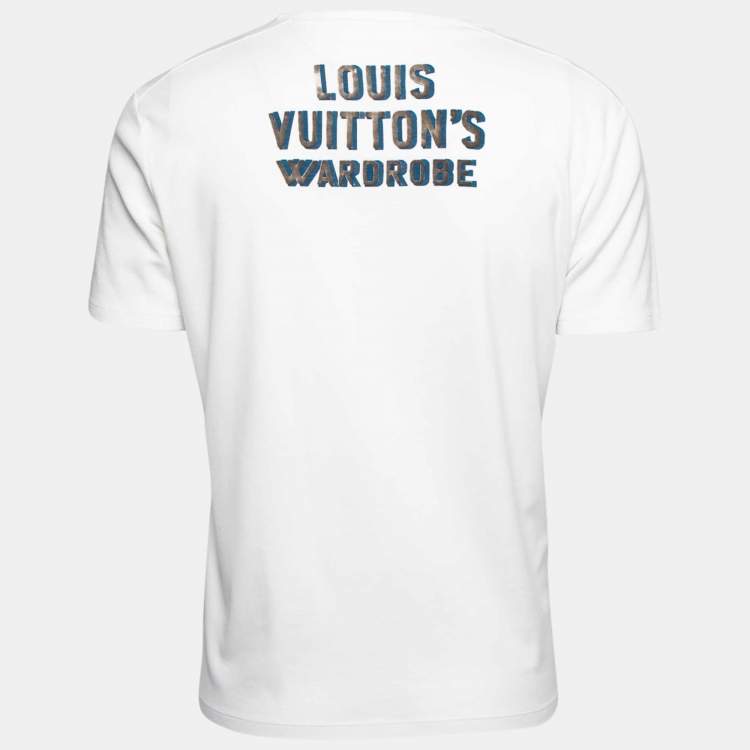Louis Vuitton White Cotton Wardrobe Printed Crew Neck T-Shirt M