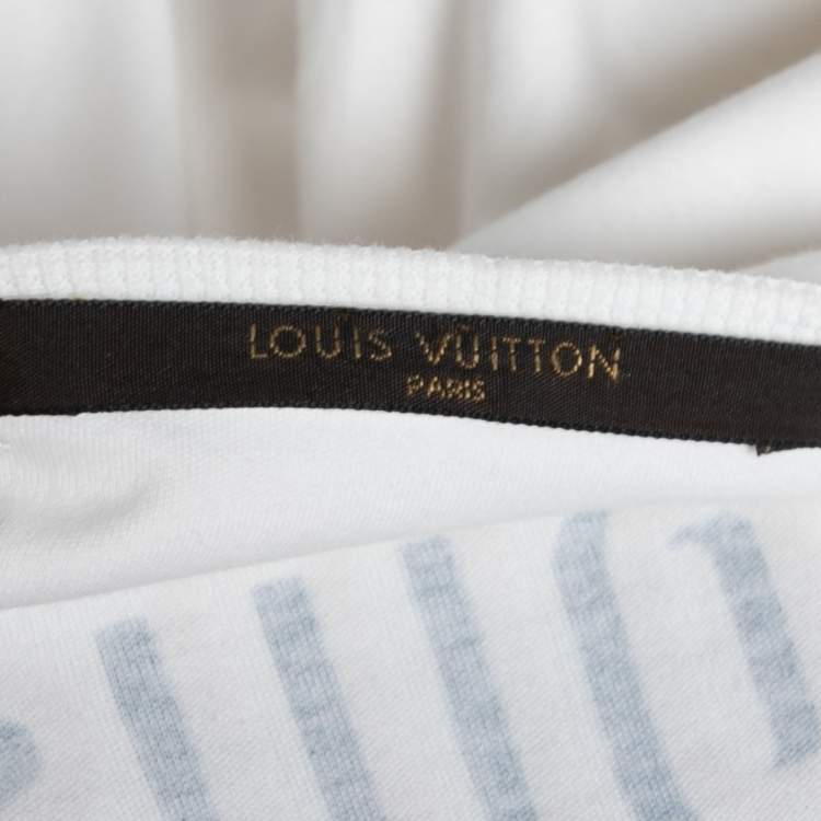 Pre Owned Louis Vuitton White Cotton Wardrobe Printed Crew Neck T-Shirt M