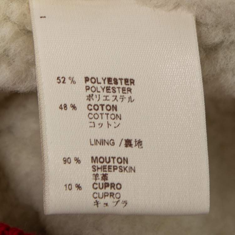 مملوكة مسبقًا Louis Vuitton Red Cotton & Shearling Lined Zip Front Bomber Jacket S