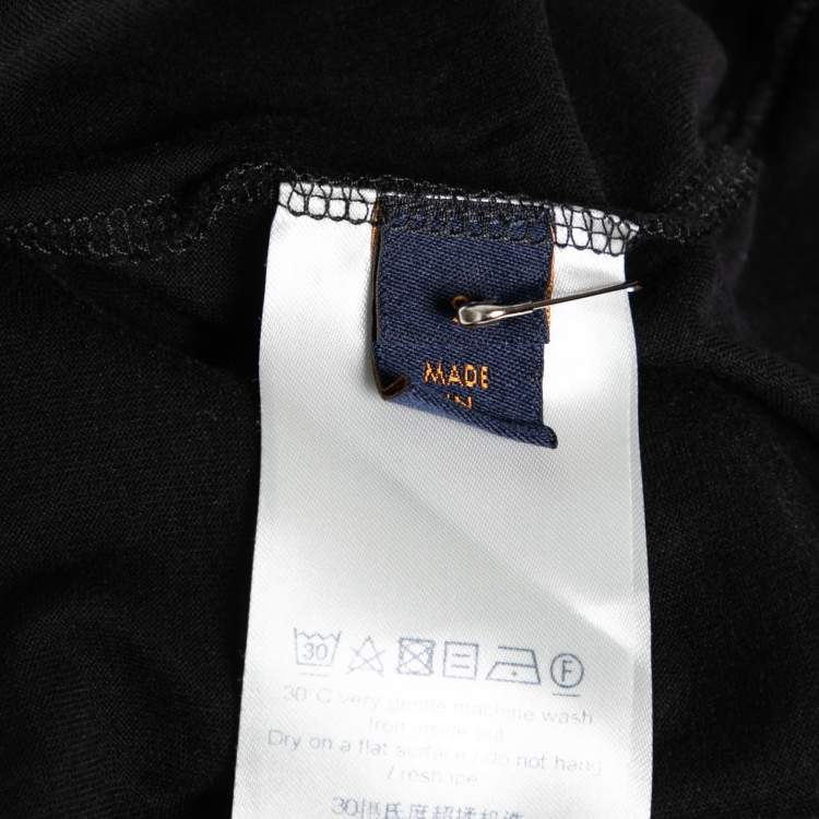 Pre Owned Louis Vuitton Black Cotton Logo Embroidered Short Sleeve T-Shirt S