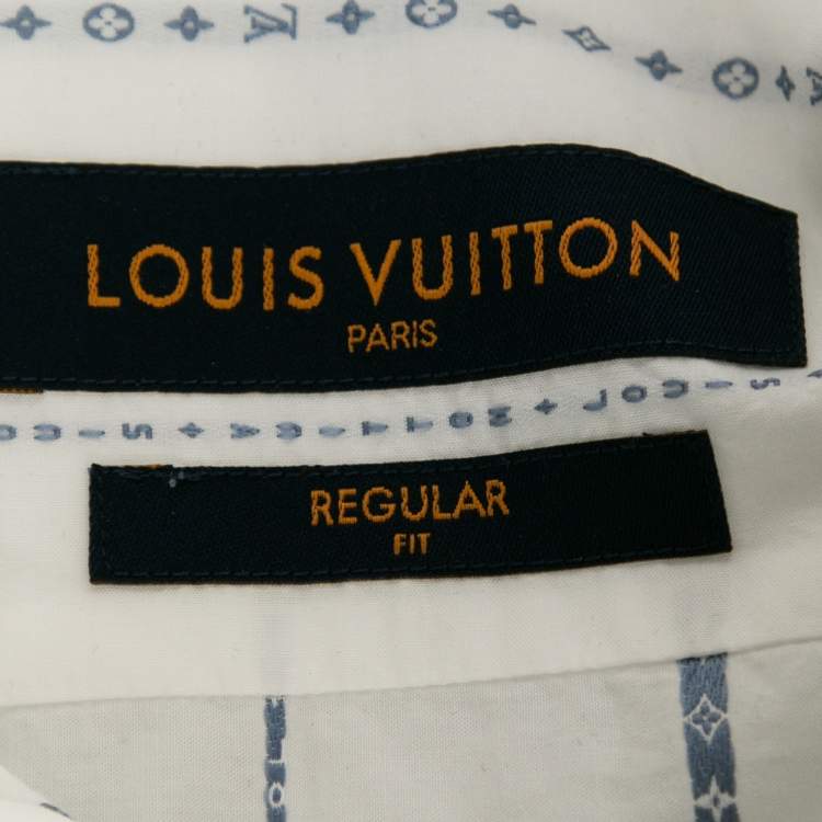 Pre Owned Louis Vuitton White Cotton Logo Embroidered Button Front Shirt L