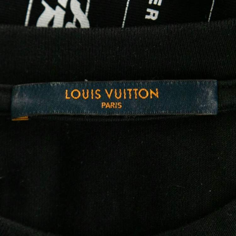 Pre Owned Louis Vuitton Black All-Over Logo Print Cotton Short Sleeve T-Shirt M