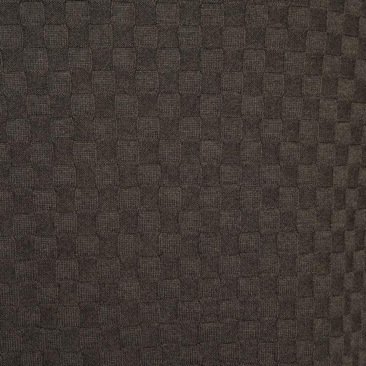 Pre Owned Louis Vuitton Grey Damier Knit Wool Long Sleeve Jumper S 