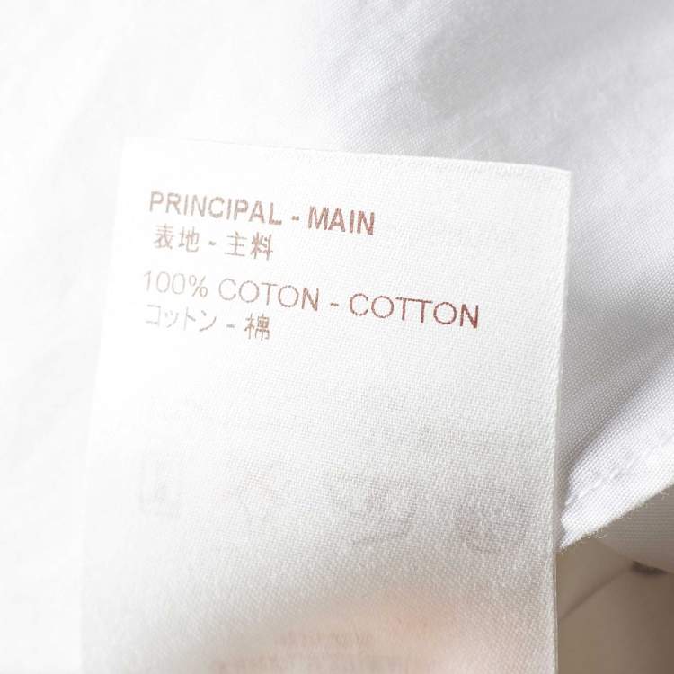 Pre Owned Louis Vuitton White Monogram Print Cotton Short Sleeve Shirt M