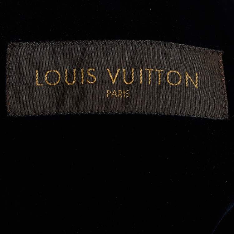 Pre Owned Louis Vuitton Navy Blue Velvet Button Front Blazer M