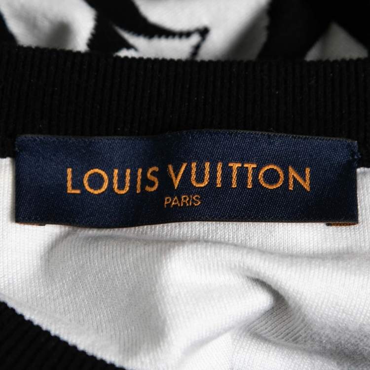 Pre Owned Louis Vuitton Black Cotton Graphic Intarsia Crew Neck T-Shirt L