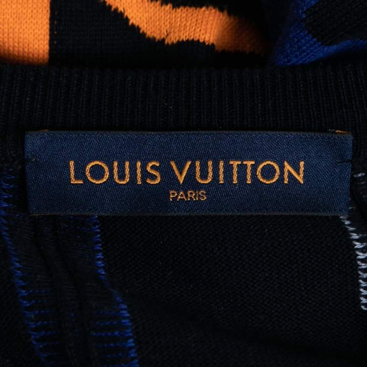Pre Owned Louis Vuitton Multicolor Logo Printed Knit Crew Neck T-Shirt M