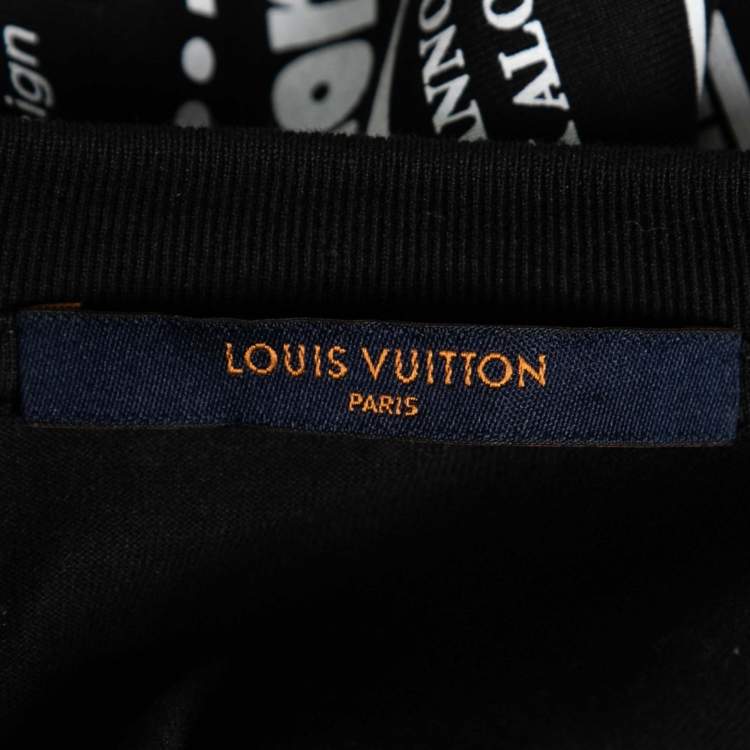 Pre Owned Louis Vuitton Black All-Over Logo Print Cotton Short Sleeve T-Shirt L